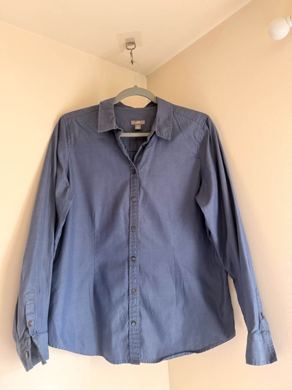J. Jill Woman’s Long-Sleeve Button-Down Shirt in Denim Blue